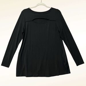 Soft Surroundings Cut Out Tunic Small Black Long Sleeve Modal Swing Style